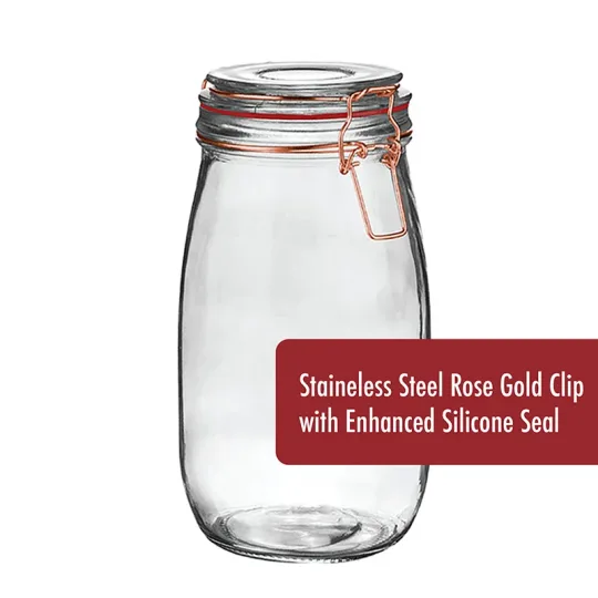 Glass Jar with Rose Gold Clip Top (2L)